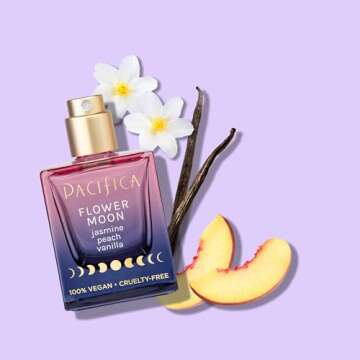 Pacifica Beauty Flower Moon Spray Perfume, Fragrances, Passion, Euphoria, Jasmine, Peach, Vanilla, Musk, Spray Perfume, Clean Perfume, Parfum, Eau de Toilette, Vegan, 1 fl oz (1 Count)