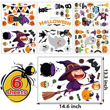 MISS FANTASY Halloween Window Clings - Halloween Window Decorations Stickers Decals Decor Cute Pumpkin Ghost Halloween Decor for Window Room Bathroom Kitchen