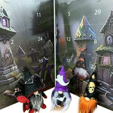 2024 Halloween gnome advent calendar, 2024 Halloween advent calendar, Halloween advent calendar with 31 collectible dolls, Halloween countdown calendar (1PC)