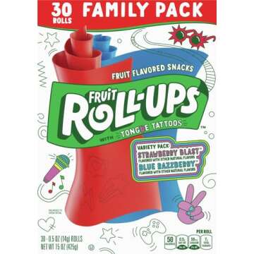 Fruit Roll-Ups Fruit Flavored Snacks, Variety Pack, 15 oz, 30 ct