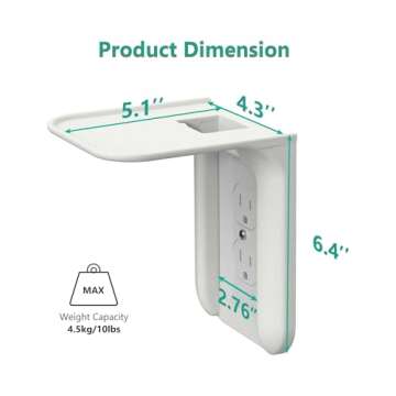 Outlet Shelf Wall Holder,Bathroom Wall Shelf up to 10lbs Standard Vertical Duplex Wall Shelf Organizer for Smart Home Decor Space Saving Power Tools, Toothbrush