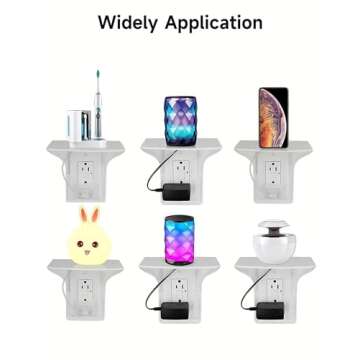 Outlet Shelf Wall Holder,Bathroom Wall Shelf up to 10lbs Standard Vertical Duplex Wall Shelf Organizer for Smart Home Decor Space Saving Power Tools, Toothbrush