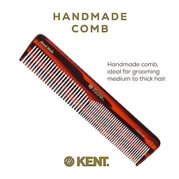 Kent 16T Fine Tooth Comb and Wide Tooth Comb for Hair, Kent Beard Comb and Mustache Comb for Hair Styling, Travel Comb Grooming for Men and Women