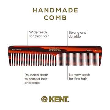 Kent 16T Fine Tooth Comb and Wide Tooth Comb for Hair, Kent Beard Comb and Mustache Comb for Hair Styling, Travel Comb Grooming for Men and Women