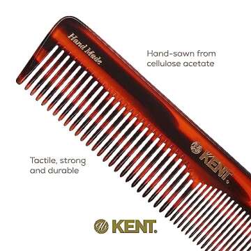 Kent 16T Fine Tooth Comb and Wide Tooth Comb for Hair, Kent Beard Comb and Mustache Comb for Hair Styling, Travel Comb Grooming for Men and Women