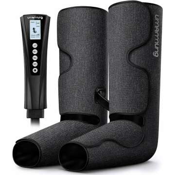 Air Compression Leg Massager with Heat, Gifts for Women Men Mom Dad, Leg Foot Massager Gift for Christmas, Fathers Day, Mothers Day, Vericose Veins, Edema, Muscle Fatigue, Cramps, Swelling