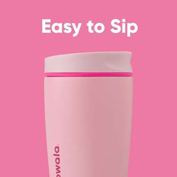 Owala SmoothSip Slider Insulated Stainless Steel Coffee Tumbler, Reusable Iced Coffee Cup, Hot Coffee Travel Mug, BPA Free 12 oz, Pucker Up