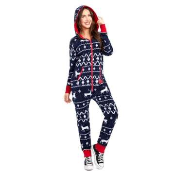 Tipsy Elves Blue Fair Isle Christmas Onesies for Adults