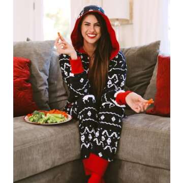 Tipsy Elves Christmas Onesies for Adults - Comfy Jumpsuit