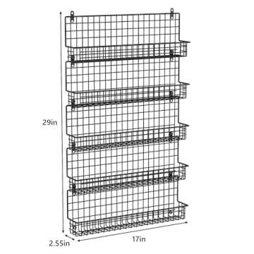 X-cosrack Spice Rack Organizer Wall Mounted 5-Tier Stackable Hanging Spice Jars Storage Racks,Great for Kitchen and Pantry,Up to Storage 48 Jars(Patent No.:D909138S)