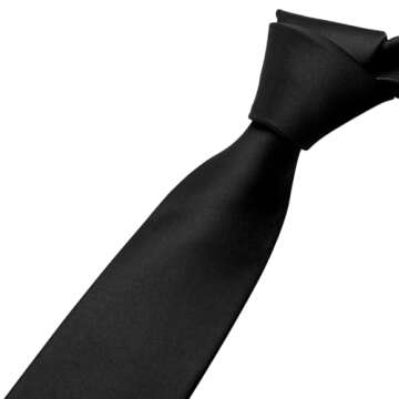 KOOELLE Men's Ties Solid Pure Color Plain Neckties Formal Black Ties For Men