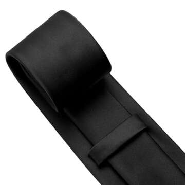 KOOELLE Men's Ties Solid Pure Color Plain Neckties Formal Black Ties For Men