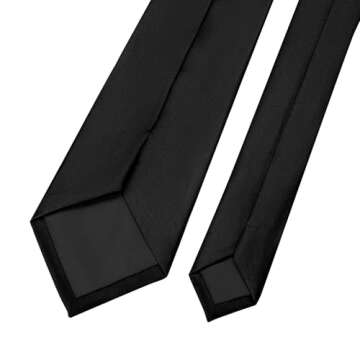 KOOELLE Men's Ties Solid Pure Color Plain Neckties Formal Black Ties For Men