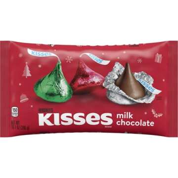 HERSHEY'S KISSES Milk Chocolate, Christmas Candy Bag, 10.1 oz