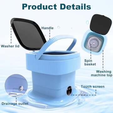 Portable 15L Folding Mini Washer for Travel Cleaning