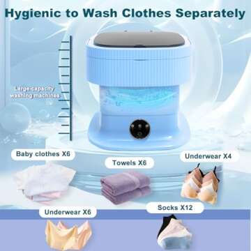 Portable 15L Folding Mini Washer for Travel Cleaning