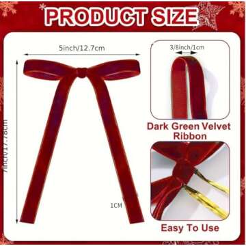 Burgundy Velvet Christmas Tree Bows - 24 Pcs Set