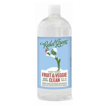 Rebel Green Fruit & Veggie Wash - Natural Produce Wash - Plant-Based Vegetable Wash - Fruit and Vegetable Wash with No Aftertaste - Sustainable Food Wash - (32oz Refill Bottle)