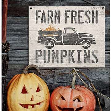 Farm Fresh Pumpkins Vintage Truck Wood Sign | Local Legends Designs | Distressed Rustic Fall Autumn Home Decor | Select Size (7.5 x 6 inch)