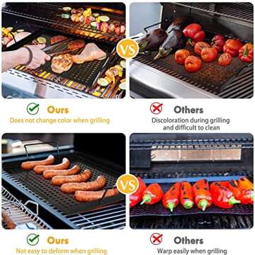 AQUEENLY Grill Basket Nonstick Grill Topper with Holes, BBQ Grill Tray Vegetable Grill Pans for Outdoor Grill, Grill Wok Grill Cookware Grill Accessories for Vegetable, Meat, Fish, Shrimp 17"x11.4"