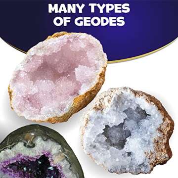 Hapinest Break Open Your Own Geodes (10 Pack + 4 Bonus Mini Geodes) Geology Rock Science Kit Gift for Kids Boys and Girls Ages 8 Years and Up