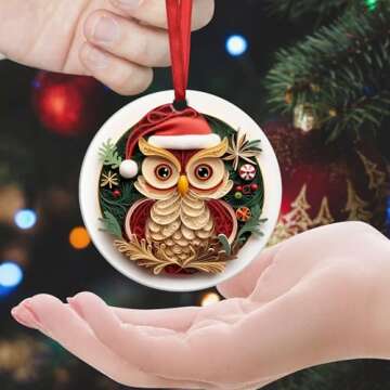 Owl Gifts for Women - Owl Ornaments for Christmas Trees - Owl Gifts for Owl Lovers, Owl Owl Decorations for Home, Owl Christmas Stocking Stuffer, Owl Christmas Ornaments Ceramic