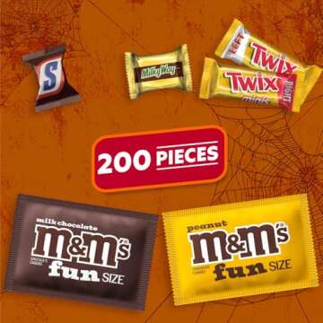 M&M'S, SNICKERS & TWIX Halloween Candy Variety Pack – 200 Ct