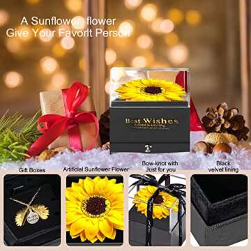 6PCS Sunflower Gifts,Sunflower Gifts for Women,You Are My Sunshine Necklace with Gift Box for Mom Wife Friend Birthday Wedding Mother's Day Christmas Gifts for Women, Acrylic Metal