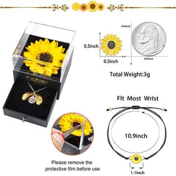 6PCS Sunflower Gifts,Sunflower Gifts for Women,You Are My Sunshine Necklace with Gift Box for Mom Wife Friend Birthday Wedding Mother's Day Christmas Gifts for Women, Acrylic Metal