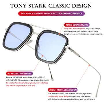 AIEYEZO Tony Stark Sunglasses Vintage Square Metal Frame Eyeglasses for Men Women - Iron Man and Edith Sun Glasses (Spider Man Same Color)