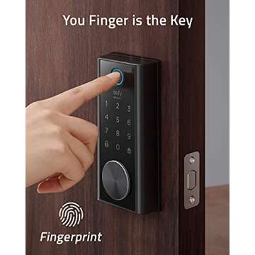 eufy Security S230 Smart Door Lock Touch & Wi-Fi, Fingerprint Scanner, Keyless Entry Wi-Fi Bluetooth Electronic Deadbolt, Touchscreen Keypad, BHMA Certified, IP65 Weatherproofing