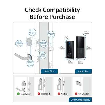 eufy Security S230 Smart Door Lock Touch & Wi-Fi, Fingerprint Scanner, Keyless Entry Wi-Fi Bluetooth Electronic Deadbolt, Touchscreen Keypad, BHMA Certified, IP65 Weatherproofing