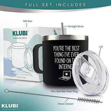 KLUBI Valentines Day Gifts for Him - You're The Best Thing I Found On The Internet Mug 14oz Husband Birthday Gift Husband Gifts From Wife I Love You Gifts for Him You Are The Best Thing I Found Online