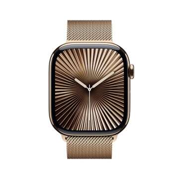 Apple Watch Series 10 [GPS + Cellular 46mm case] Smartwatch with Gold Titanium Case with Gold Milanese Loop - M/L. Fitness Tracker, ECG App, Always-On Retina Display, Carbon Neutral