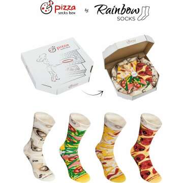 Rainbow Socks Pizza Box Socks