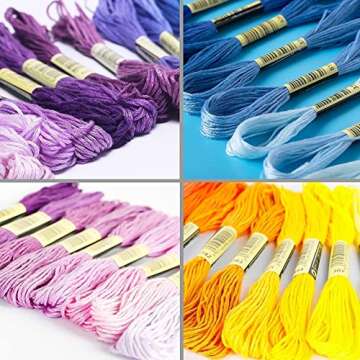 Embroidery Floss Set 100 Skeins Rainbow Color Cross Stitch Threads with 25 Sewing Tools Craft Floss Embroidery Starter Kit for Beginners DIY