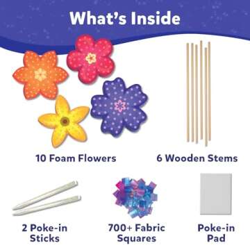 Skillmatics Art & Craft Activity - Poke-in Art Flower Bouquet, Mess-Free Sewing Art for Kids, Craft Kits, DIY Activity, Gifts for Girls & Boys Ages 4, 5, 6, 7, 8, 9