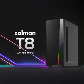 Zalman T8 Compact Mid-Tower ATX PC Case, Spectrum RGB Lighting Strip, Support 5.25” ODD Drive, 120mm Rear Fan preinstalled, USB 3.0