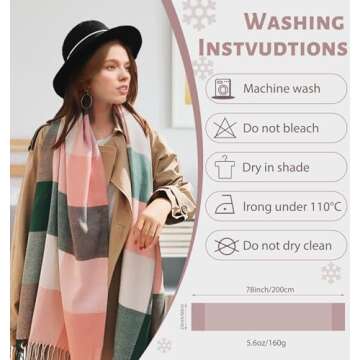 YSense Women's Long Plaid Blanket Scarf Chunky Oversized Winter Fall Warm Scarf Big Tartan Scarves Wrap Shawl Ladies Gifts