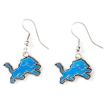 aminco NFL Detroit Lions Logo Dangler Earrings, Silver, 2.5