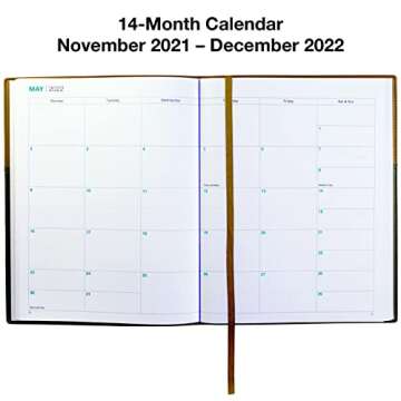 Global Printed Products 2022 Planner Calendar 8"x10" : Includes 14 Months (November 2021 to December 2022) / 2022 Weekly Planner/Weekly Agenda/Monthly Calendar Organizer (Black/Brown - Pack of 1)