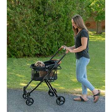 Pet Gear 3-in-1 Travel System, View 360 Stroller Converts to Carrier and Booster Seat with Easy Click N Go Technology, for Small Dogs & Cats, 4 Colors New Jet Black