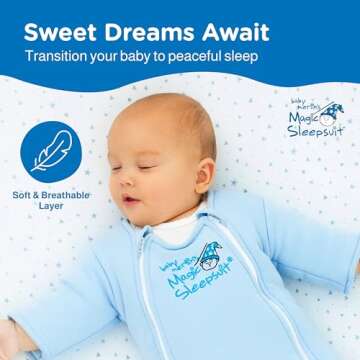 Baby Merlin's Magic Sleepsuit Transition Product - 3-6 Months Swaddle Transition Sleepsuit - Soft Cotton Material with Double Zipper for Easy Diaper Changes - Promotes Safe Sleep for Babies - Blue