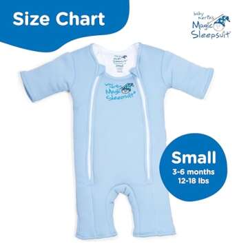 Baby Merlin's Magic Sleepsuit Transition Product - 3-6 Months Swaddle Transition Sleepsuit - Soft Cotton Material with Double Zipper for Easy Diaper Changes - Promotes Safe Sleep for Babies - Blue