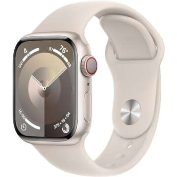 Apple Watch Series 9 [GPS 41mm] Starlight Aluminum Case with Starlight Sport Band M/L (Renewed Premium)