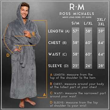 Luxury Men's Hooded Fleece Robe Big and Tall