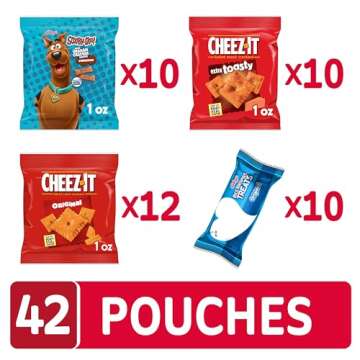 Kellogg’s Assorted Snacks, Lunch Snacks, On-the-Go Snacks, Variety Pack (42 Pouches)