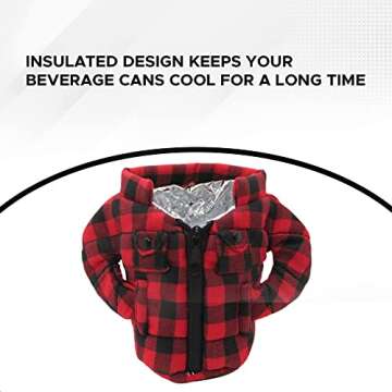 Gadgetime USA Can Cooler Vest - Insulated Beverage Cooler - Can Cover - Reusable Zip Up Can Jacket - Summer Drink Holder - Cotton Sleeve for Canned Beverages & Beer - Funny Gift for Friends & Family