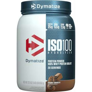 Dymatize ISO100 Hydrolyzed Protein Powder, 100% Whey Isolate Protein, 25g of Protein, 5.5g BCAAs, Gluten Free, Fast Absorbing, Easy Digesting, Gourmet Chocolate, 20 Servings
