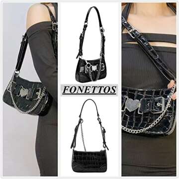 FONETTOS Punk Bag, Sourpuss Gothic Tote Purse Y2K Cool Style Trendy Women Shoulder Bags Rock Fashion Girls Handbag